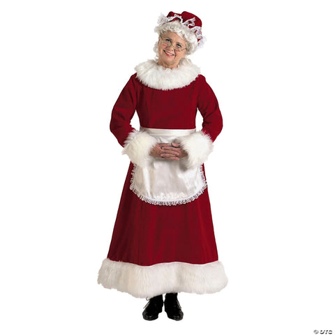Women’s Burgundy Velvet Mrs. Claus Dress Costume - Large
