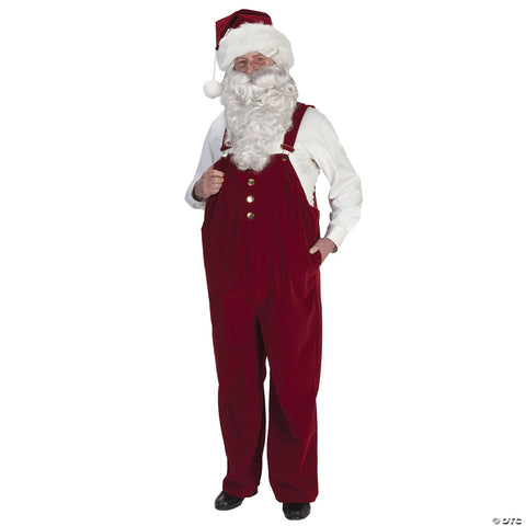 Burgundy Velvet Santa Overalls - XL