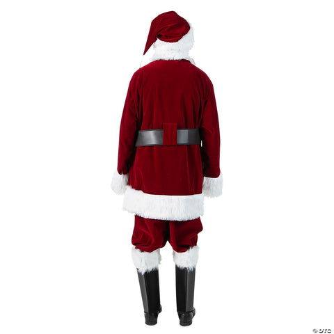 Men's Burgundy Velvet Santa Suit with Overalls Costume - XL