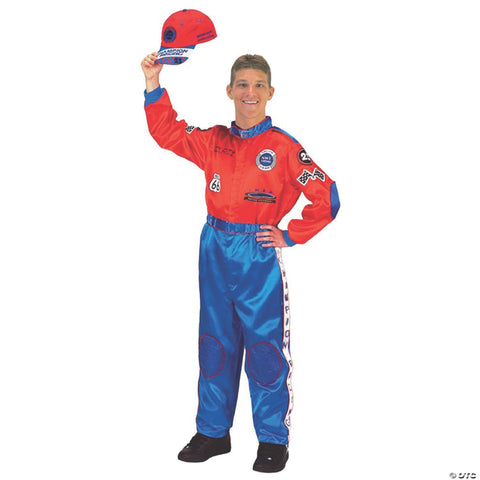 Men's Red and Blue Racing Suit Costume - Large