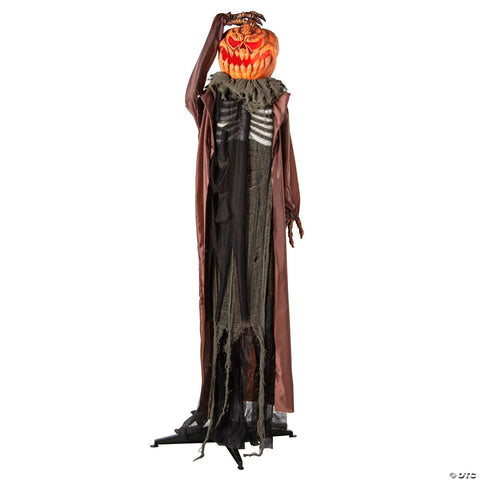 6 Ft. Standing Animated Evil Pumpkin Man Halloween Decoration