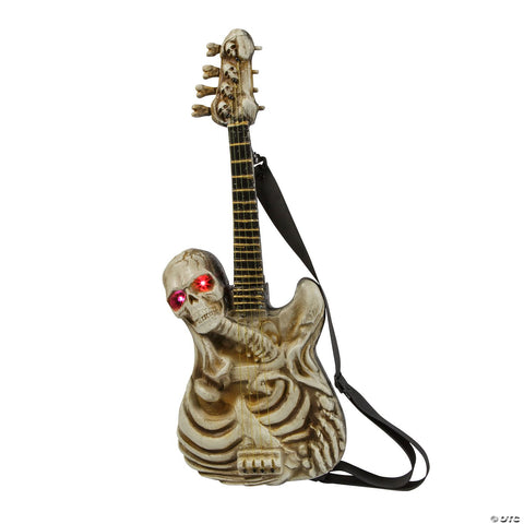 2 Ft. Light-Up Ukulele-Shaped Plastic Skeleton Halloween Decoration