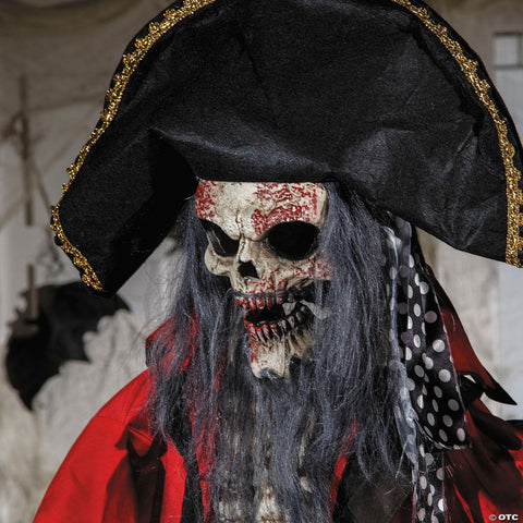 6 Ft. Standing Animated Plastic Skeleton Pirate Halloween Decoration