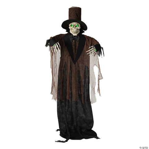 66" Light-Up Standing Black Skeleton Halloween Decoration