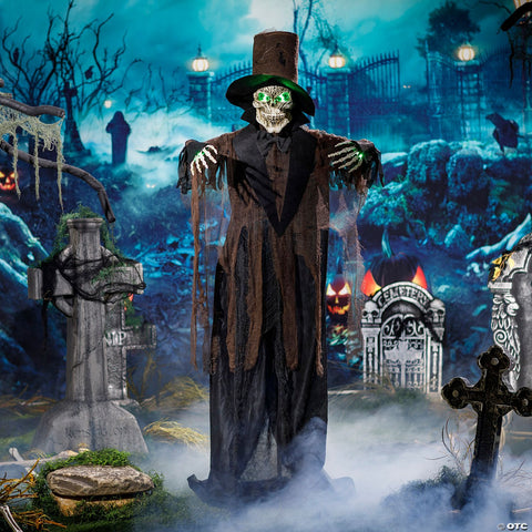 66" Light-Up Standing Black Skeleton Halloween Decoration