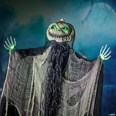 5 Ft. 6” Green Light-Up Standing Pumpkin Man Halloween Decoration