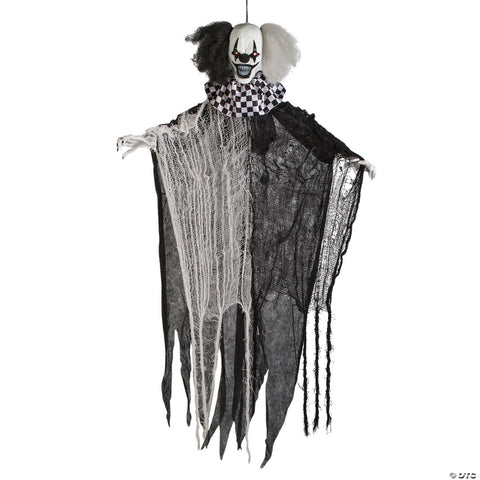 4 Ft. Hanging Animated Black & White Clown Halloween Decoration