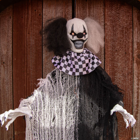 4 Ft. Hanging Animated Black & White Clown Halloween Decoration