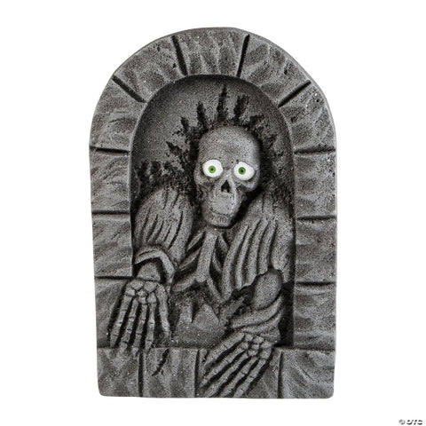 2 Ft. Gray Skeleton Tombstone with Moving Eyes Halloween Decoration