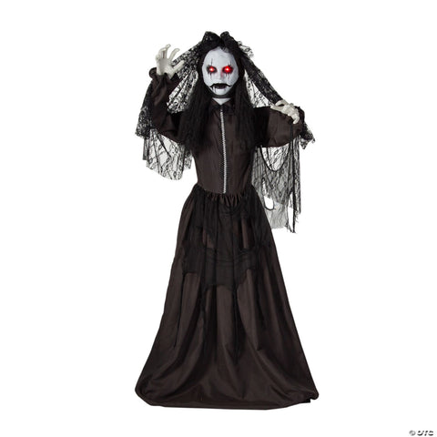 66” Standing Jaw Dropping Bride with Black Dress Halloween Decoration
