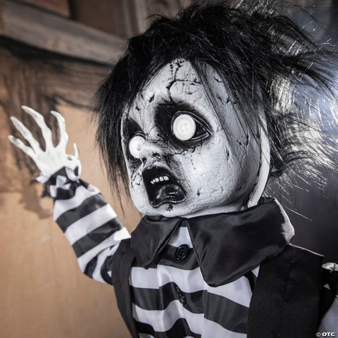 2 Ft. Standing Animated Black & White Leather Shoes Boy