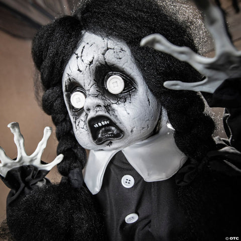 3 Ft. Standing Animated Black & White Leather Shoes Girl