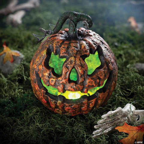 10 3/4" x 12 1/4" Light-Up Talking Rotten Jack-O’-Lantern Foam Halloween Decoration