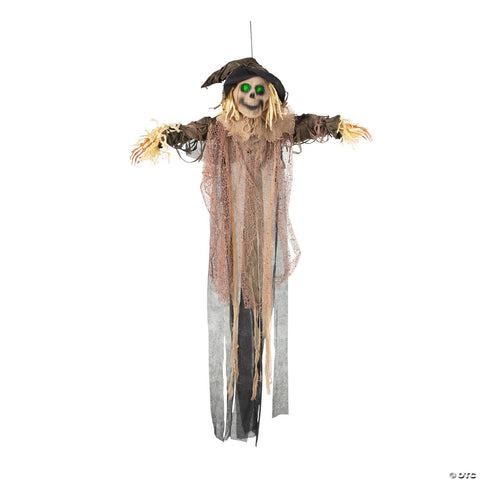 43 1/4" x 70 3/4" Light-Up Hanging Skeleton Scarecrow Halloween Decoration