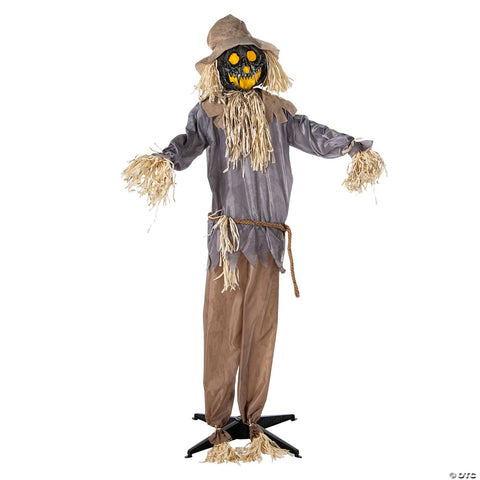 5 Ft. 6" Standing Animated Ghoulish Pumpkin Scarecrow Halloween Decoration