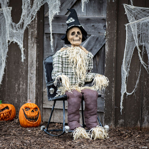 29 1/4" x 47 1/4" Animated Scarecrow on Rocking Chair Halloween Decoration