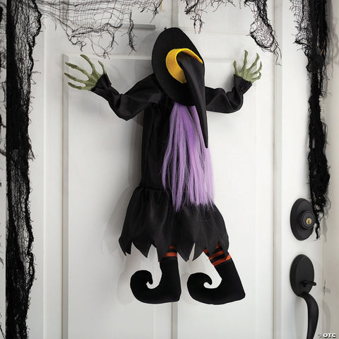 23 1/2" x 29 1/2" Hanging Animated Crashed Witch Halloween Decoration
