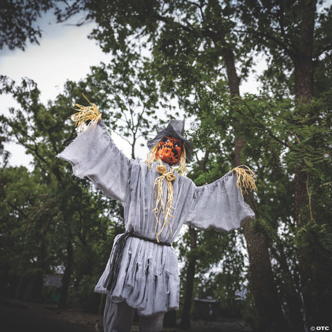 5 Ft. 8" Animated Head Turning Pumpkin Scarecrow Halloween Decoration