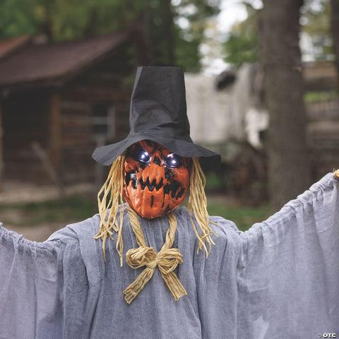 5 Ft. 8" Animated Head Turning Pumpkin Scarecrow Halloween Decoration