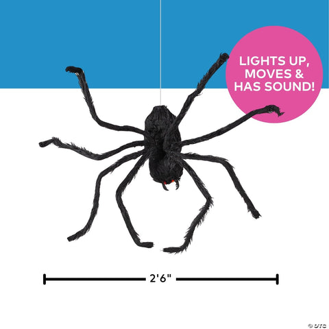 31 1/2" x 8 1/4" Animated Hairy Black Spider Halloween Decoration