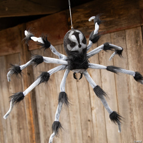 31 1/2" Gray and Black Hairy Floating Spider Hanging Halloween Decoration