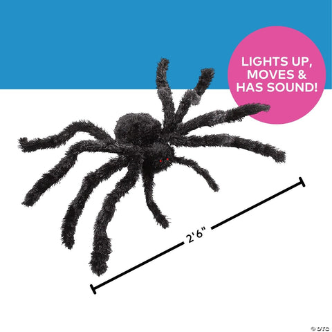 31 1/2" x 7 3/4" Light-Up Animated Walking Fuzzy Spider Halloween Decoration