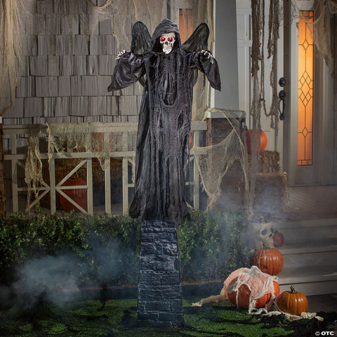 33 1/2" x 74 3/4" Animated Standing Skeletal Reaper with Wings