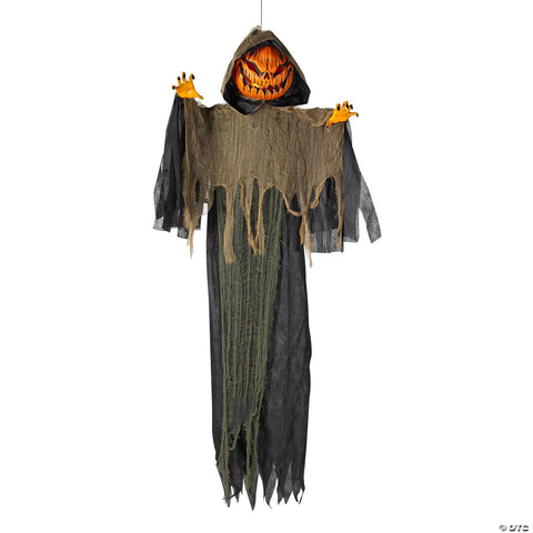 7 Ft. Light-Up Hanging Big Pumpkin Head Halloween Decoration