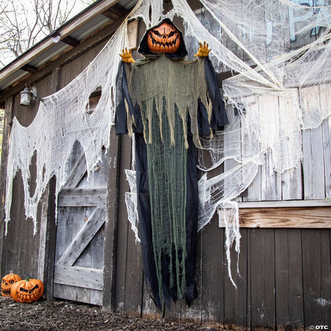 7 Ft. Light-Up Hanging Big Pumpkin Head Halloween Decoration