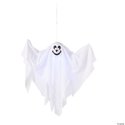 19 3/4" x 20 3/4" Light-Up Smiling Ghost Halloween Hanging Decoration
