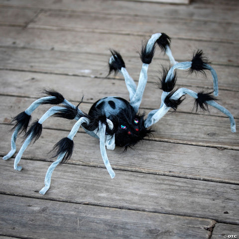 31 1/2" Gray and Black Hairy Walking Spider Halloween Decoration