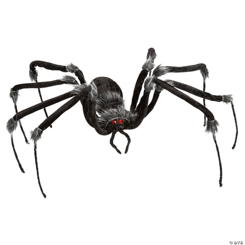 55" Poseable Hairy Joints Black Wolf Spider Halloween Decoration