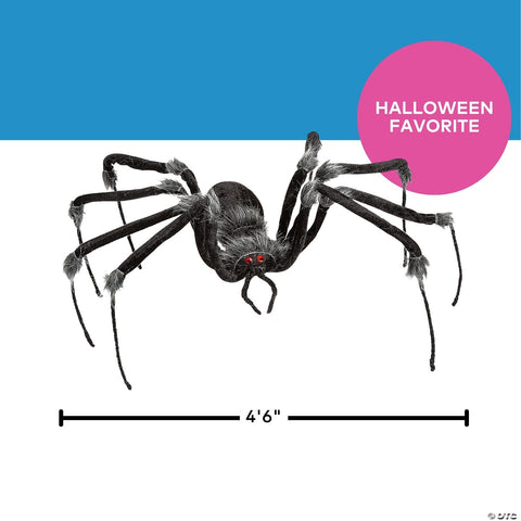 55" Poseable Hairy Joints Black Wolf Spider Halloween Decoration