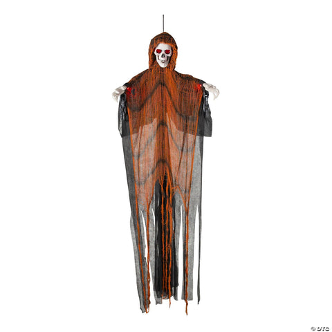 6 Ft. Light-Up Skeletal Reaper in Orange Robes Halloween Hanging Decoration