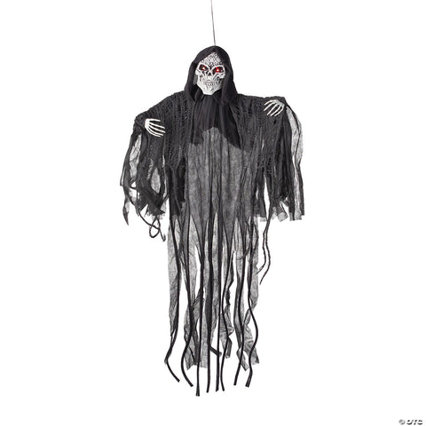 47 1/4" Animated & Light-Up Skeletal Reaper Hanging Halloween Decoration