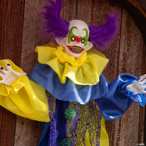 47 1/4" Animated & Light-Up Shaking Clown Hanging Halloween Decoration