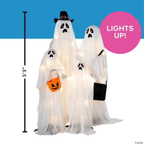 62 3/4" Light-Up Standing Ghost Family Halloween Decorations