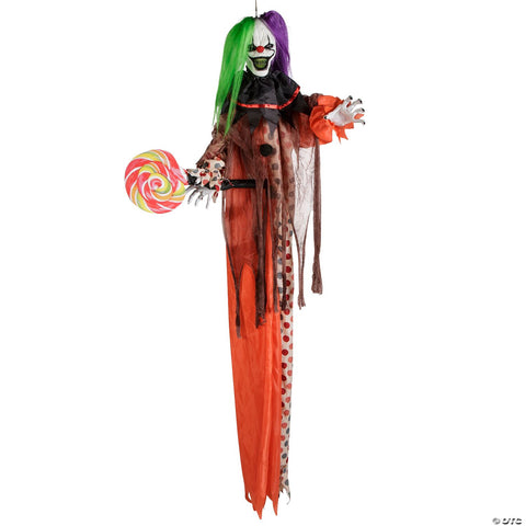 53 1/4" Animated & Light-Up Clown Hanging Halloween Decoration