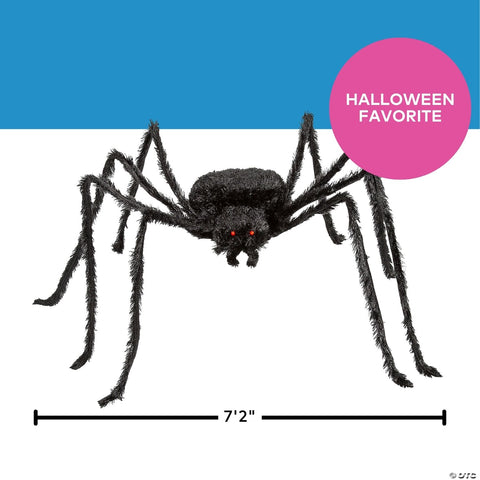 7 Ft. x 4 1/2" Furry Black Polyester Spider Halloween Decoration