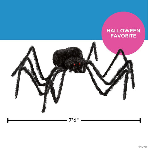 7 1/2 Ft. x 2 3/4" Furry Black Polyester Spider Halloween Decoration