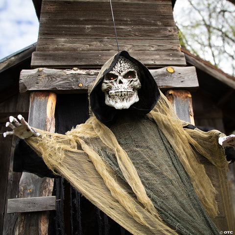 35 1/4" x 6 Ft. Animated Hanging Grim Reaper Plastic Halloween Decoration