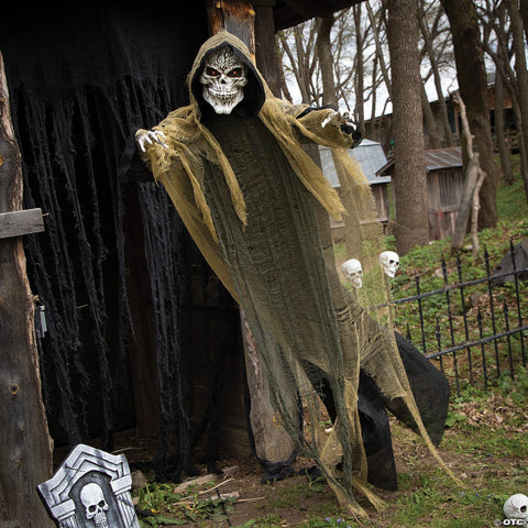 35 1/4" x 6 Ft. Animated Hanging Grim Reaper Plastic Halloween Decoration