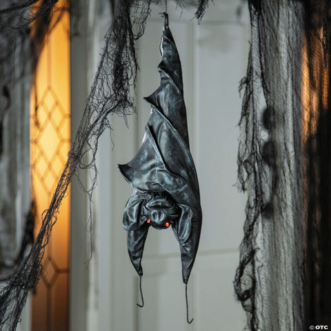 2 Ft. Animated Hanging Light-Up Upside-Down Bat Halloween Decoration