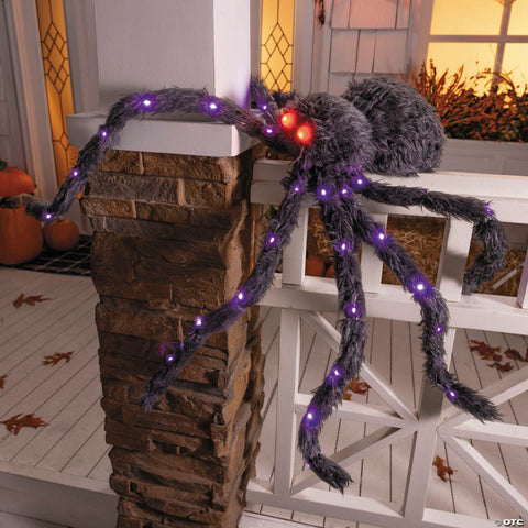 4 Ft. 3" Light-Up Fuzzy Black Spider Halloween Decoration
