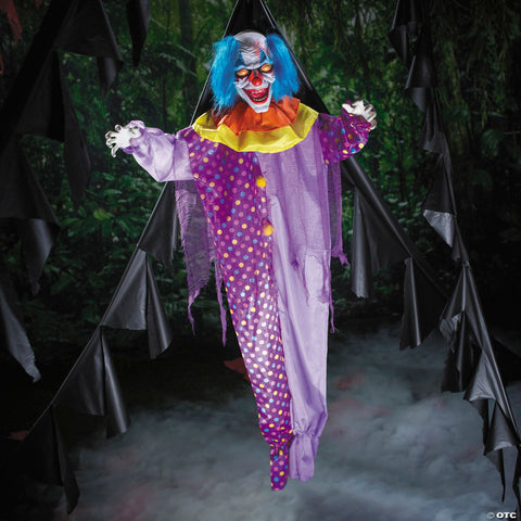 6 Ft. Talking Hanging Purple Clown Halloween Decoration