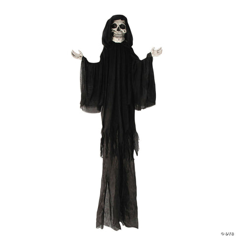 8 Ft. 2" Hanging Skeleton Reaper with Black Cloak Halloween Decoration