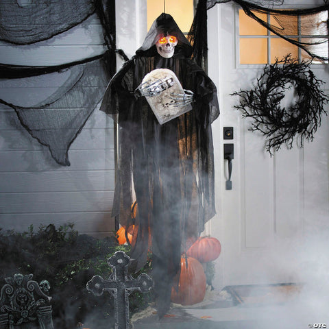 5 Ft. 2" Sonic Hanging Skeleton Reaper with Tombstone Halloween Decoration