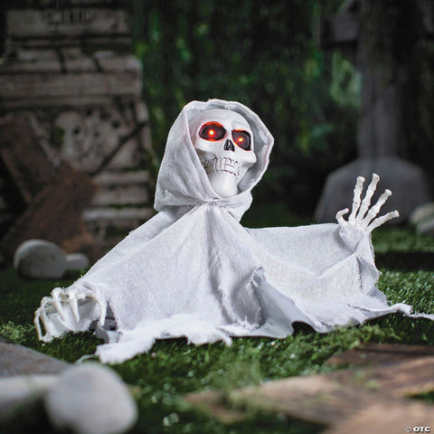 27 1/2" x 13 3/4" Animated Groundbreaker Skeleton with Hooded Cloak