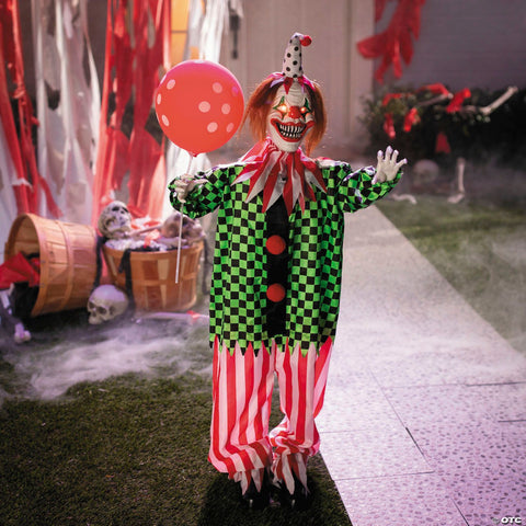 51 1/2" Animated Standing Clown with Polka Dot Balloon Halloween Decoration