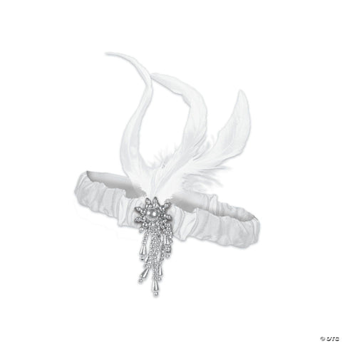 Adults White Flapper Headband with Feathers Costume Accessory - One Size